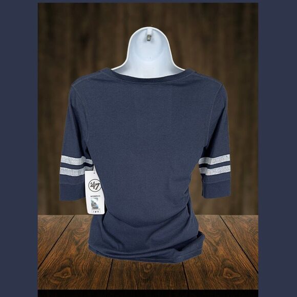 Seattle Kraken '47 Women's Flanker Stripes Half-Sleeve V-Neck T-Shirt (NWT) Sz.M - Picture 4 of 5